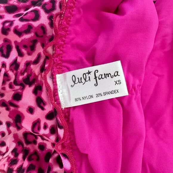 Luli Fama Bikini Pink Leopard Bandeau Push Up Top Ruched Brazilian Bottom - Picture 9 of 10